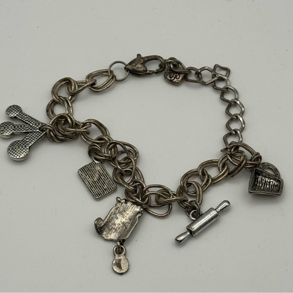 Brighton Charm Silver Bracelet Baking Cooking Muffin Rolling Pin Cookies - Picture 8 of 9